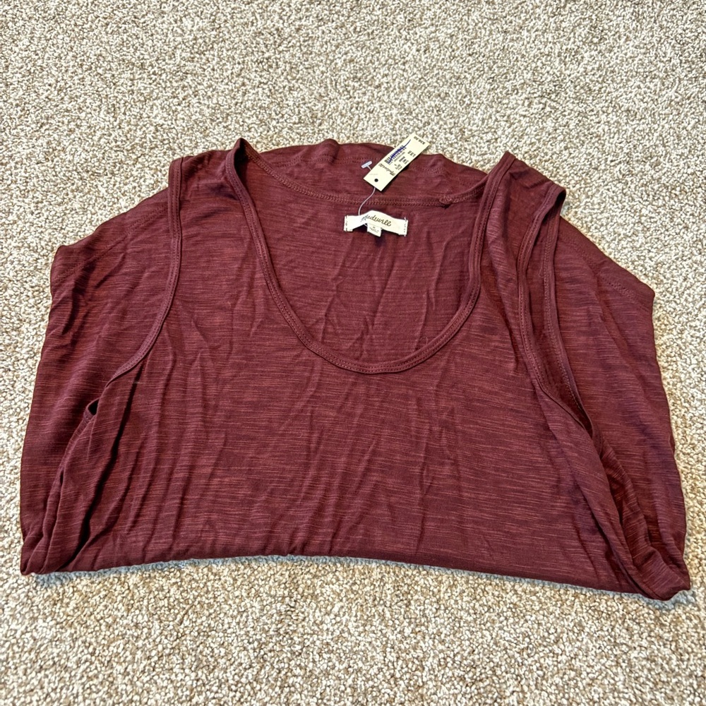 Madewell Deep Burgundy V-Neck Tee